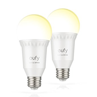 eufy Lumos Smart Bulb - White, Soft White (2700K), 60W Equivalent, Works With Amazon Alexa & the Google Assistant, No Hub Required, Wi-Fi, Dimmable LED Bulb, 9W, A19, E26, 800 Lumens(2-pack)