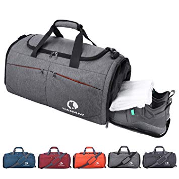 Canway Sports Gym Bag, Travel Duffel bag with Wet Pocket & Shoes Compartment for men women, 45L, Lightweight