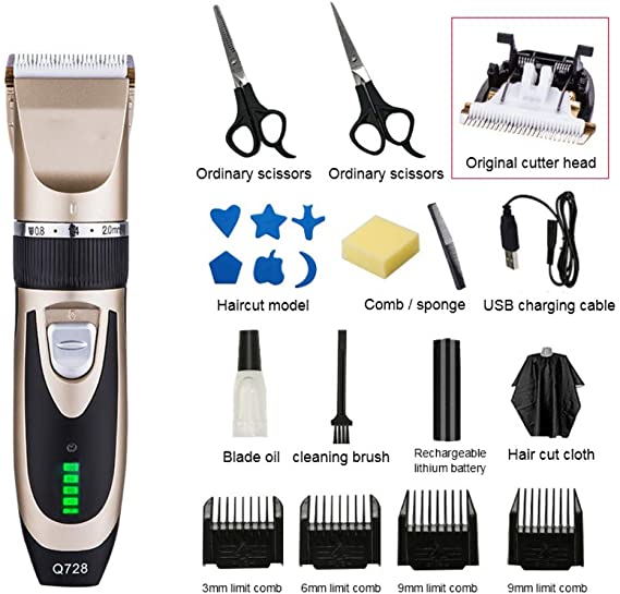 Electric Hair Clippers for Men Quiet LED Display Cordless Rechargeable Hair Trimmer Set, Waterproof Haircut Barber Trimmer Kit with Hairdressing Cape Hair Clipper Accessories