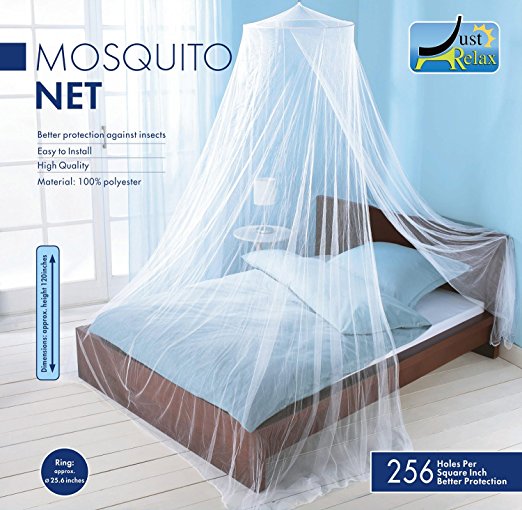 MOSQUITO NET by Just Relax, Elegant Bed Canopy Set Including Full Hanging Kit, Ideal For Indoors or Outdoors, Intended For a Perfect Fit for Covering Beds, Cribs, Hammocks (White, Queen/King)