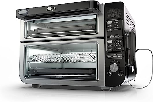 Ninja DCT451 12-in-1 Smart Double Oven with FlexDoor, Thermometer, FlavorSeal, Smart Finish, Rapid Top Convection and Air Fry Bottom, Stainless Steel