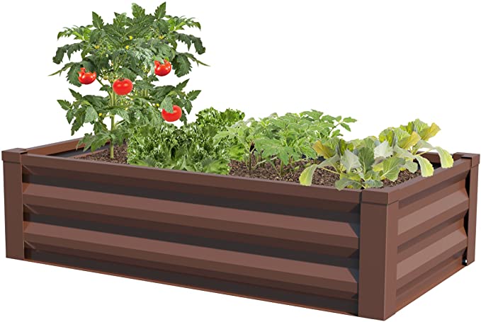 Panacea Products 83393 Panacea Powder Coated Metal Raised Garden Bed Liner, 47" x 12"H x 26" D, Timber Brown Planter