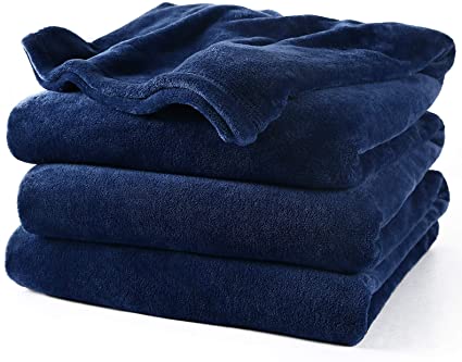 HOKEKI Soft Blanket,Flannel Fleece Blanket,All Seasons Warm Throw Blanket for Nap,Fluffy Microfiber Bed Blanket for Sofa,Couch (Dark Blue, Twin(60''X80''))