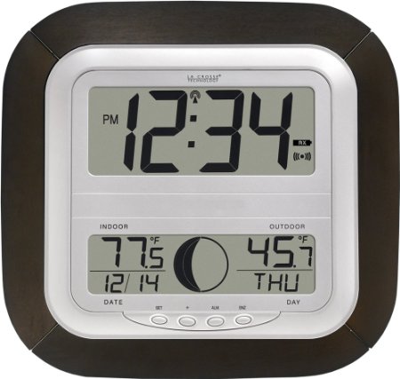 La Crosse Technology WS-8418U-IT Atomic Digital Wall Clock with Moon Phase