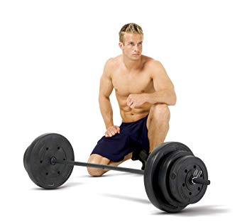 Marcy 100lb. Vinyl Weight Set with Standard Size Weight Plates, Weight Lifting Bar and Spring Collars VB-100
