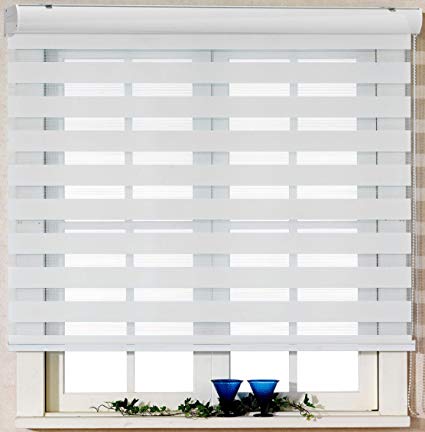 Custom Cut to Size , [Winsharp Basic , grey , W 39 x H 64 (Inch)] Horizontal Window Shade Blind Zebra Dual Roller Blinds & Treatments , Maximum 91 Inch Wide by 103 Inch Long