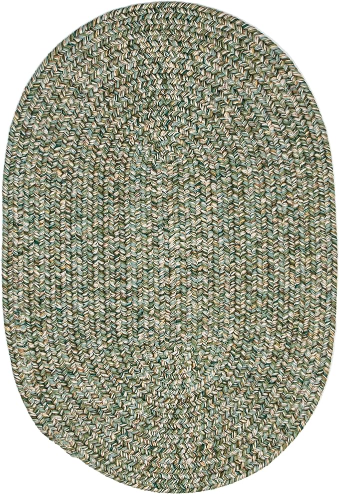 Super Area Rugs Rustic Farmhouse Living Indoor/Outdoor Reversible Braided Rug - Made in USA - Green Mix 7' X 9' Oval