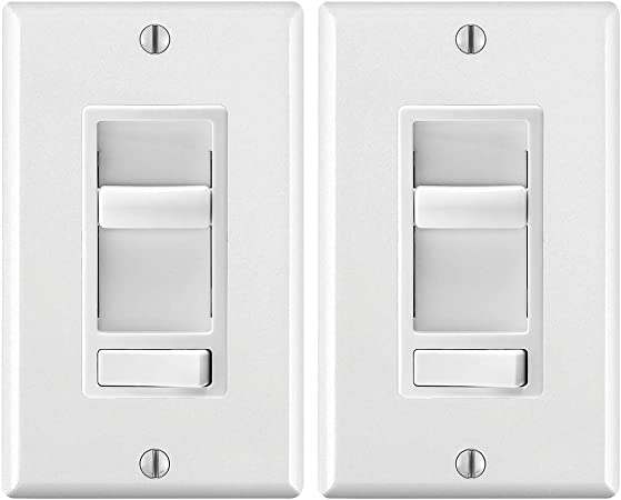 2 Pack Decora SureSlide Universal LED Dimmer, 600W-120VAC Incandescent and 150W-120VAC Dimmable LED and CFL, 60Hz, Single Pole and 3-Way - White