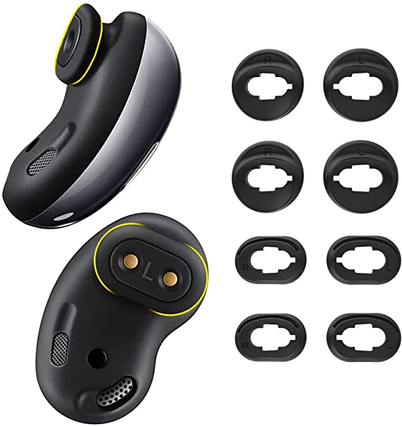 KPYJA 4 Pairs Silicone Ear Tips Replacement Galaxy Buds Live Earbuds Accessories (Black)