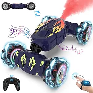 Gesture RC Car Hand Controlled Rc Car Toys for Boys Girls 6-12, 2.4GHz 360° Rotation 4WD Gesture Sensing Rc Stunt Car with Light & Music & Spray, Birthday Gifts for Kids