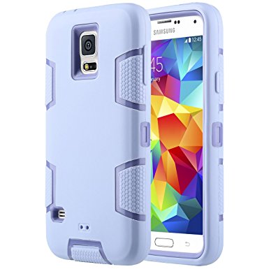 Galaxy S5 Case, S5 Case - ULAK Shock Absorption Hybrid Rubber Combo Case Cover 3in1 [Rigid Plastic Soft Silicone] for Samsung Galaxy S5 V i9600- Light Purple