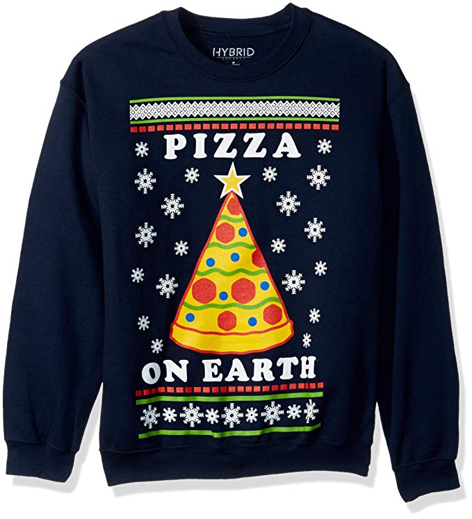 Hybrid Men's Pizza On Earth Holiday Pullover,