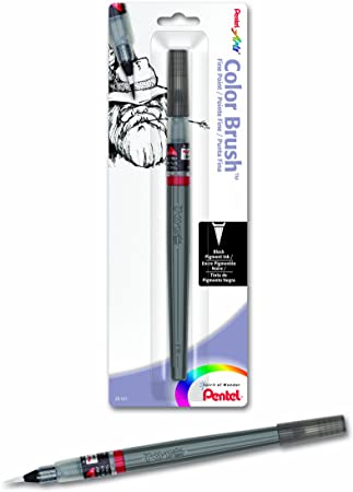 Pentel Arts Color Brush with Pigment Ink, Fine Tip, Black Ink, Pack of 1 (FP5FBPA)