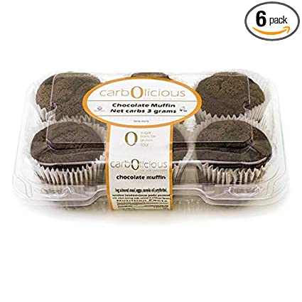 Low Carb Chocolate Muffins [6-Pack] By Carb-o-licious- Delicious Keto Muffins With Only 3 Net Carbs Each- Sugar & Gluten Free Healthy Snack With Almond Flour- Best Tasting Low-Calorie Diet Treat Ever!