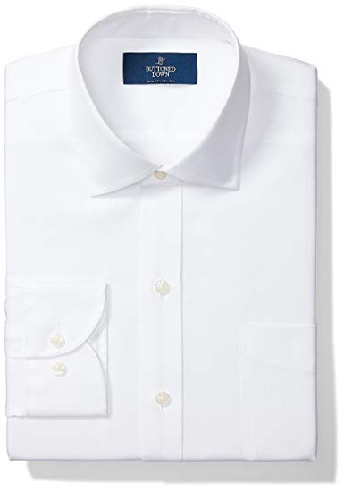 BUTTONED DOWN Men's Slim Fit Spread-Collar Solid Non-Iron Dress Shirt