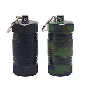 Shintop 2PCS High Capacity Aluminum Container Keychain Waterproof Pill Container (Black Camouflage)