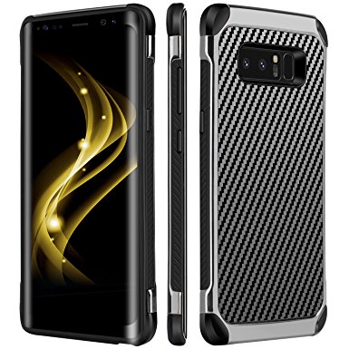 Note 8 Case, Galaxy Note 8 Case, BENTOBEN 2 In 1 Drop Protection Anti-scratch Hybrid PC Laminated with Carbon Fiber Texture Shockproof Protective Case for Samsung Galaxy Note8 (6.3 inch) - Black and Gray