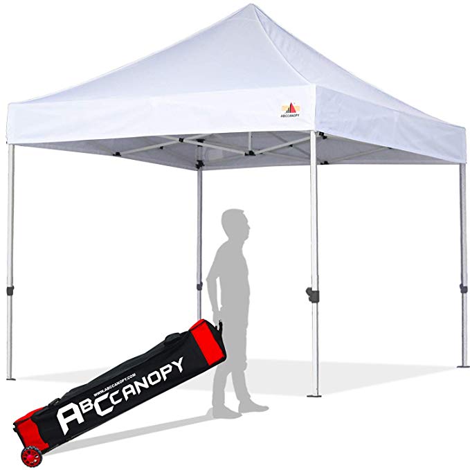 ABCCANOPY Upgrade Pop up Canopy Tent Commercial Instant Shelter with Wheeled Roller Bag (White Canopy(Without Walls))