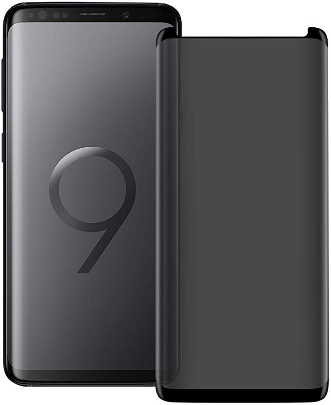 Super Protection Galaxy S9 Plus Privacy Screen Protector, [3D Curved] [Case Friendly] [Anti-Scratch] 9H Hardness Tempered Glass Film Protector,for Samsung Galaxy S9 Plus / S9  (6.2") Black