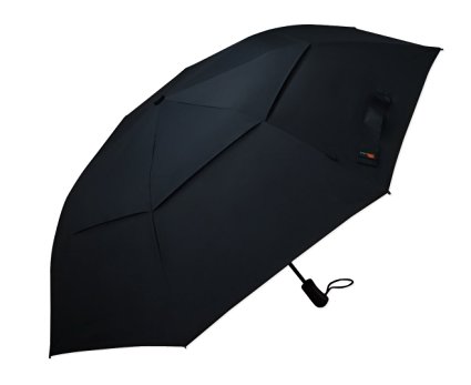 Umenice Premium Foldable Golf Umbrella Automatic 8-Rib Vented 210T Fabric Black Color