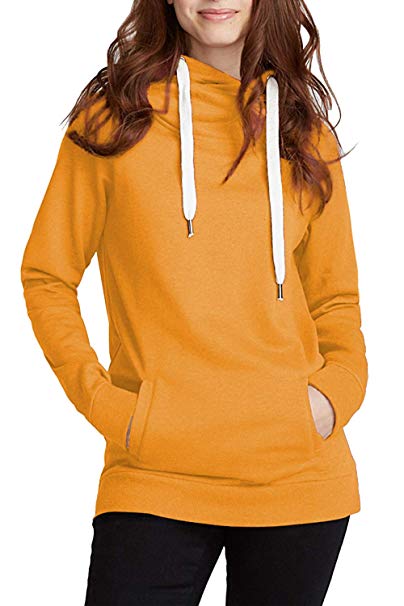 Cutiefox Womens Cowl Neck Long Sleeve Pullover Hoodie Sweatshirt with Pocket