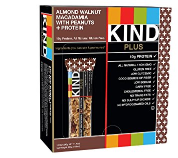 KIND Bars, Almond Walnut Macadamia   Protein, Gluten Free, 10g Protein, 1.4 Ounce Bars, 12 Count