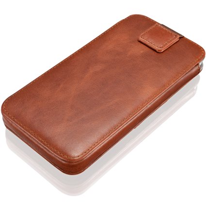 KAVAJ iPhone 7, 6S, 6 4.7 Inch leather case cover "Miami" cognac brown - genuine leather with business card compartment. Slim etui case as premium accessory for the original Apple iPhone doubles as a wallet.