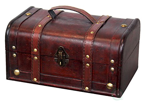 Vintiquewise(TM) Decorative Treasure Box - Wooden Trunk Chest