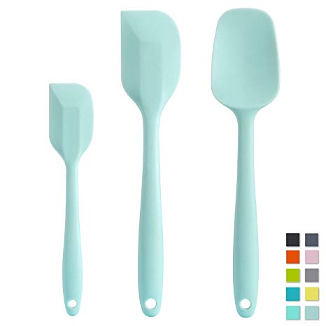 Cooptop Silicone Spatula Set - Rubber Spatula - Heat Resistant Baking Spoon & Spatulas - Pro Grade Non-stick Silicone with Steel Core(Macaron Blue)