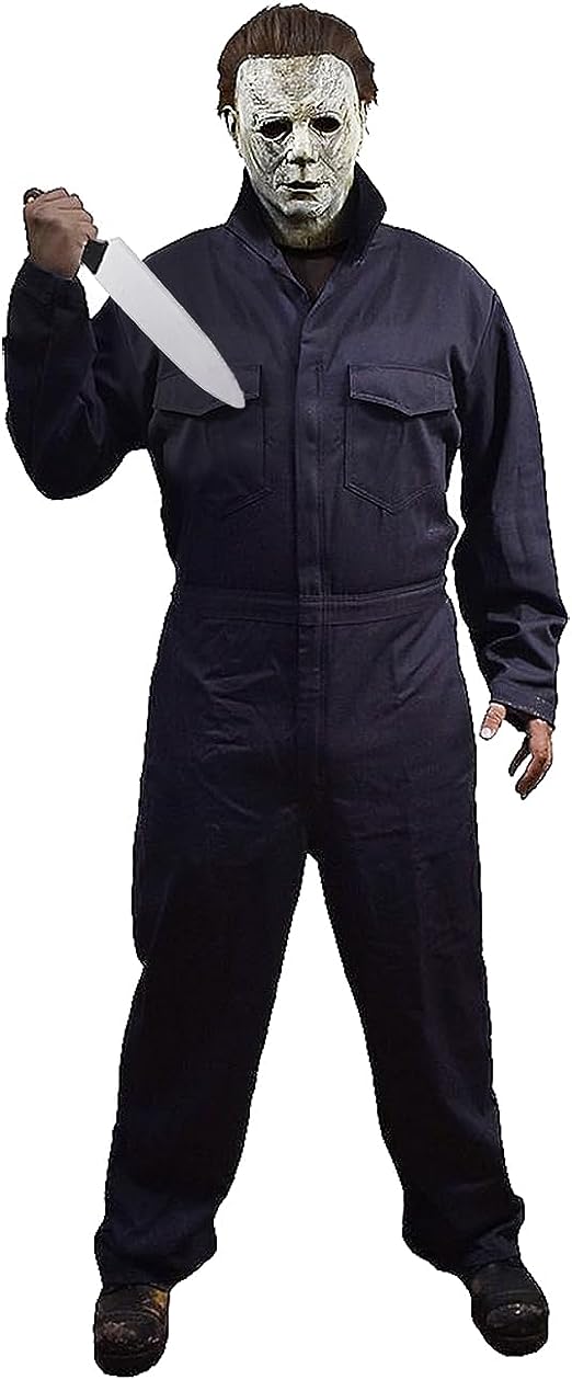 Michael Myers Costume with Knife for Adult Scary Halloween Costumes Overalls Jumpsuit Horror Killer Cosplay