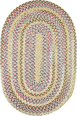 Super Area Rugs Gemstone Made in USA Braided Rug Colorful Kitchen Living Room Carpet, Champagne 8' X 11'