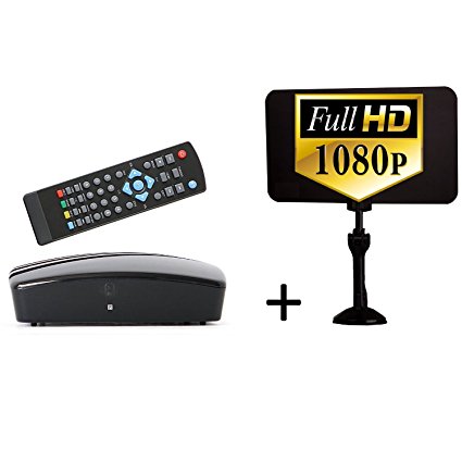 Digital Converter Box   Digital Antenna Bundle To View and Record Over The Air HD Channels For FREE (Instant or Scheduled Recording, 1080P HDTV, High Resolution, HDMI Output And 7 Day Program Guide)