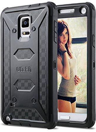 ULAK Galaxy Note 4 Case, [Drop Protection] Knox Armor [Rugged Defense] Heavy Duty with Shock Absorbent [Dual Layered Hybrid Case] Cover for Samsung Galaxy Note 4 - [Black]