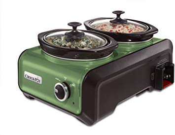 Crock-Pot SCCPMD1-GR Hook Up Double Oval Connectable Entertaining System, 1-Quart, Metallic Sage