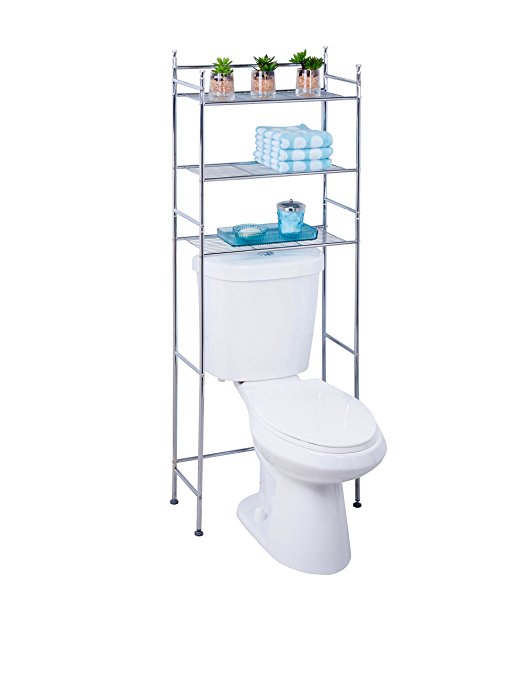 Honey-Can-Do BTH-05079 3-Tier Metal Bathroom Shelf Space Saver, 9.45 x 22.83 x 59.84", Chrome