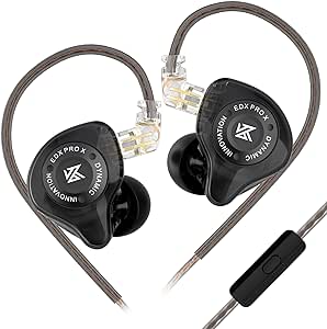 KZ EDX Pro X in Ear Monitor Headphones, HiFi Stereo IEM, Dynamic Driver Earphones with Detachable Cable, Deep Bass Noise Isolating Earbuds for Singers Musicians Drummers Audiophile (MIC, Black)