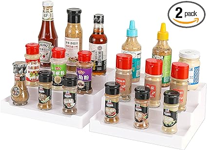Cq acrylic 2 Pack Spice Rack Organizer for Pantry,10 Inch 3 Tier Seasoning Can Shelf Organizer For Jar Seasoning Canned Goods Funko Pop Toy Displays Stand Organizers and Storage