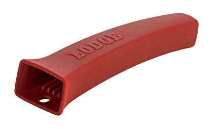 Lodge Silicone Hot Handle Holder for Dishwasher Safe Seasoned Cast Iron Skillets and Grill Pans - Red Ergonomic Silicone Handle Protects Hands from Heat up to 450° F (5.59 in. x 1.81 in.)