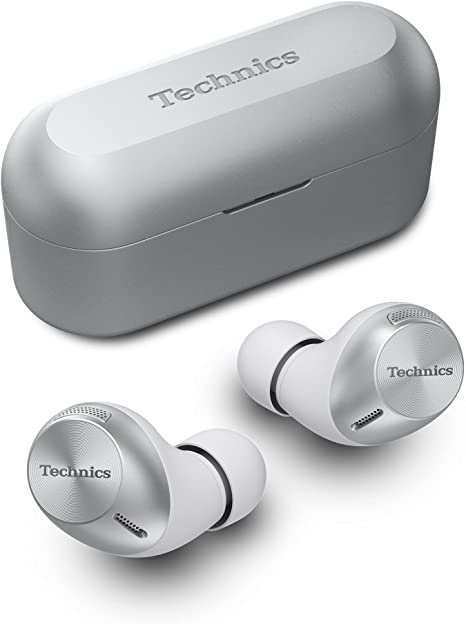 Technics EAH-AZ40 True Wireless Earbud Headphones with JustMyVoice(tm) Technology, All-Day Comfort Fit Design, Bluetooth, Alexa, Built in microphone for superior call quality, Quick Charge, Silver