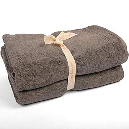 SHOO-FOO Organic Bamboo Charcoal Towels Sets |100% Bamboo | 600 GSM | Ultra Soft | Absorbent | Odor Resistant (2 Bath Towels Set)