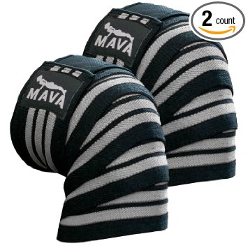 Mava Sports Knee Wraps (Pair) for Cross Training WODs,Gym Workout,Weightlifting,Fitness & Powerlifting - Knee Straps for Squats - For Men & Women- 72"-Compression & Elastic Support