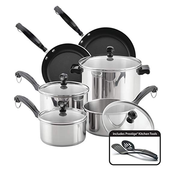 Farberware Classic Series Stainless Steel Cookware Set, 12-Piece