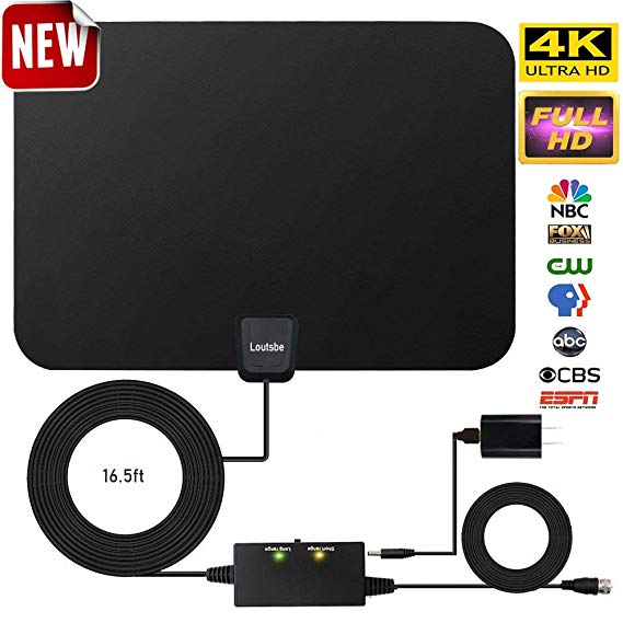 Amplified HD Digital TV Antenna,Skywire TV Antenna 80 Miles Range,Support 4K 1080,All Older TV's for Indoor Amplified Digital TV Antennas with Switch Console,Signal Booster USB Power Supply