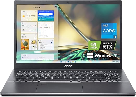 Acer Aspire 5 A515-57G-58R7 Slim Laptop | 15.6" Full HD IPS | Intel Core i5-1240P | NVIDIA GeForce RTX 2050 | 8GB DDR4 | 512GB SSD | Wi-Fi 6 | Thunderbolt 4 | Fingerprint Reader | Backlit KB | Win 11