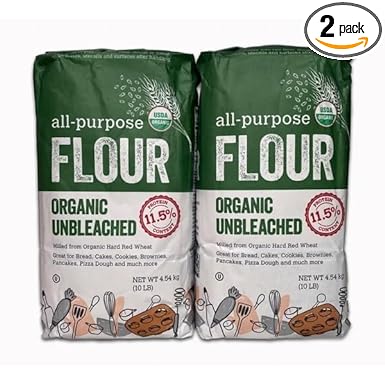 Kirkland Signature Organic Unbleached All Purpose Flour, 10 Pounds (Pack of 2)