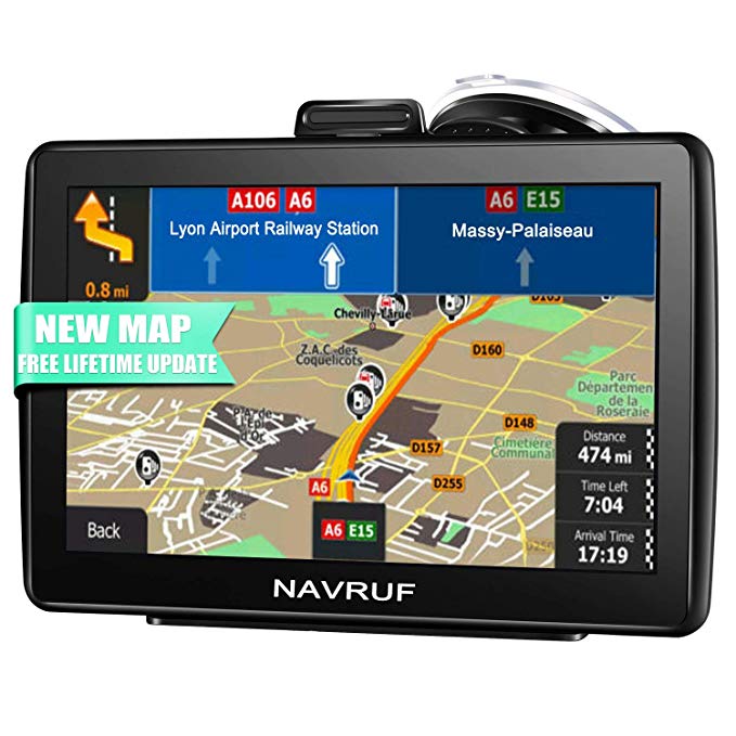 NAVRUF GPS Navigation for Car 7-inch Touchscreen Driving Alarm, Voice Steering Navigation System,Built-in 8GB &256MB No Need to Insert a Card, Lifetime Free Map Updates