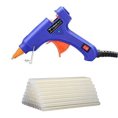 Hot Glue Gun, TopElek Glue Gun Kit with 50pcs Glue Sticks, High Temperature Melting Glue Gun for DIY Small Projects, Arts and Crafts, Home Quick Repairs,Artistic Creation(20 Watts, Blue)