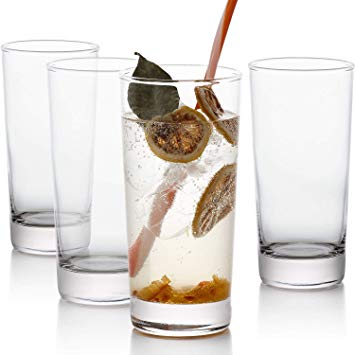 GoodGlassware Highball Glasses (Set of 4) 13.5 oz - Tall Drinking Glass with Heavy Base - for Water, Juice, Cocktails, and Other Beverages - Lead Free Glass, Dishwasher Safe, Perfect for Kitchen & Bar