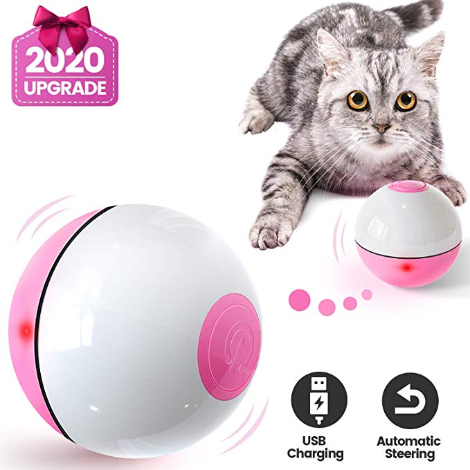 Iokheira Cat Toys Ball Interactive Smart Automatic 360 Degree Self Rotating Ball, USB Rechargeable Cat Light Toy, Cat Balls Pet Exercise Balls for Kitten Puppy [2020 Newest Version]