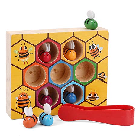 XREXS Toddler Bee Hive Preschool Wooden Toys,Bee Toy,Motor Skills Toys for toddlers for Baby Early Educational Toddler Montessori Game Motor Skills Toy